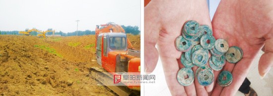 阜陽颍泉疏浚河道挖出千年古幣