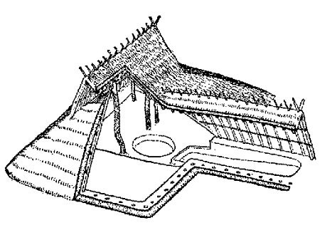 半坡村原始社會大方型房屋復原圖