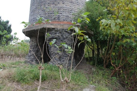 大麻鎮海華村苕溪絲廠遺跡處殘存的煙囪