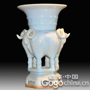 鈞窯瓷器收藏品鈞瓷三羊樽