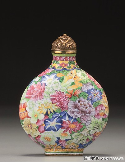 銅胎畫琺琅百花鼻煙壺御制品，清宮造辦處，乾隆年款