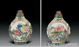 清康熙御制銅胎畫琺琅蓮池圖鼻煙壺