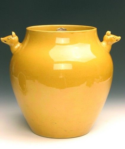 清乾隆 黃釉鹿頭尊