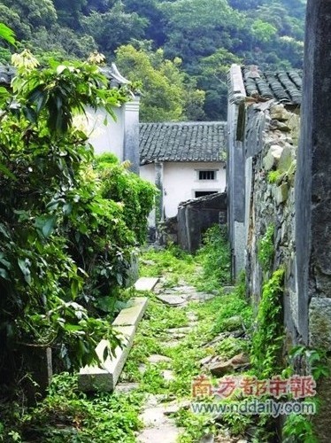 古村已無人居住，到處殘磚斷瓦，顯得頹敗