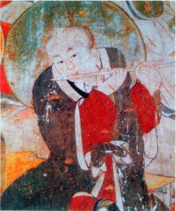 五台山佛光寺壁畫吹笛子的羅漢