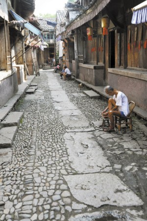 皤灘古街鵝卵石路面是原汁原味的。