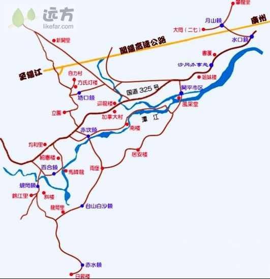 開平赤坎古鎮交通示意圖